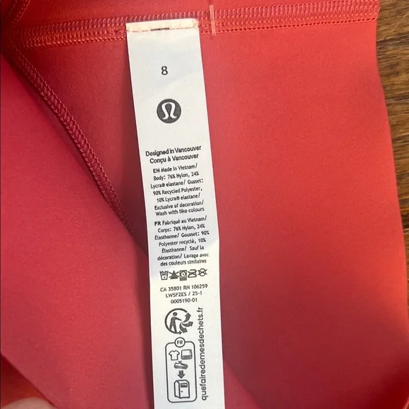 Lululemon NWT Glow Up HR Leggings 25” Desert Red Size 8 - Picture 2 of 4